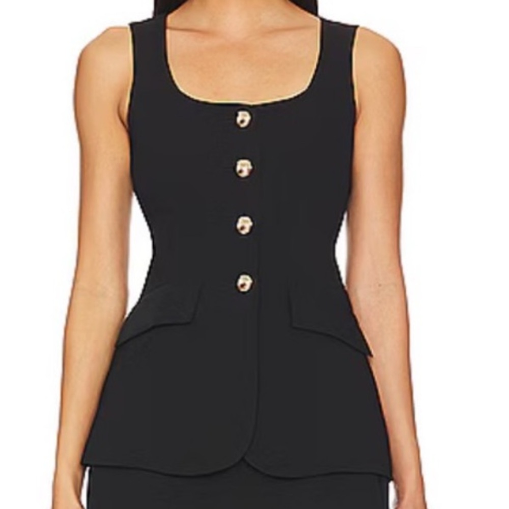 Amanda Uprichard Kya Black Vest Top